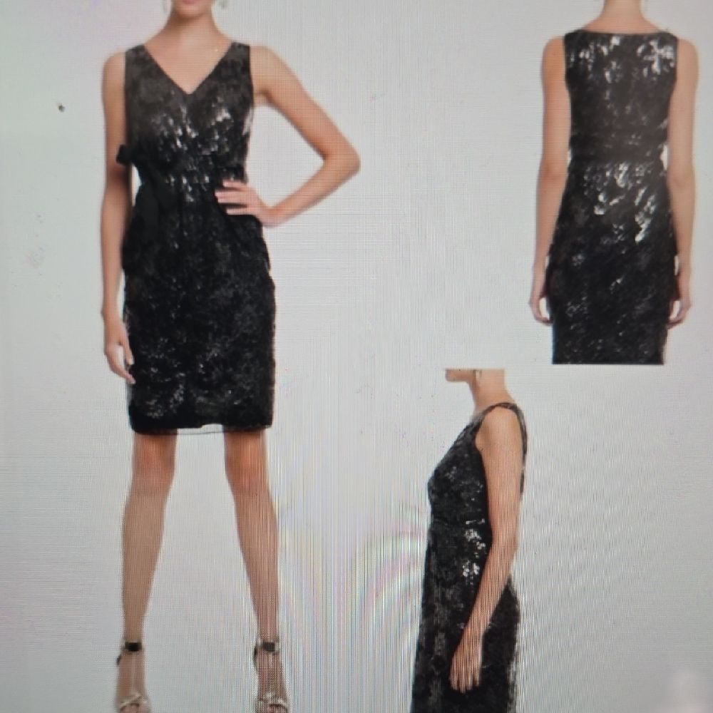 Elie Tahari Black‎ Sequin Mini Dress Size 14